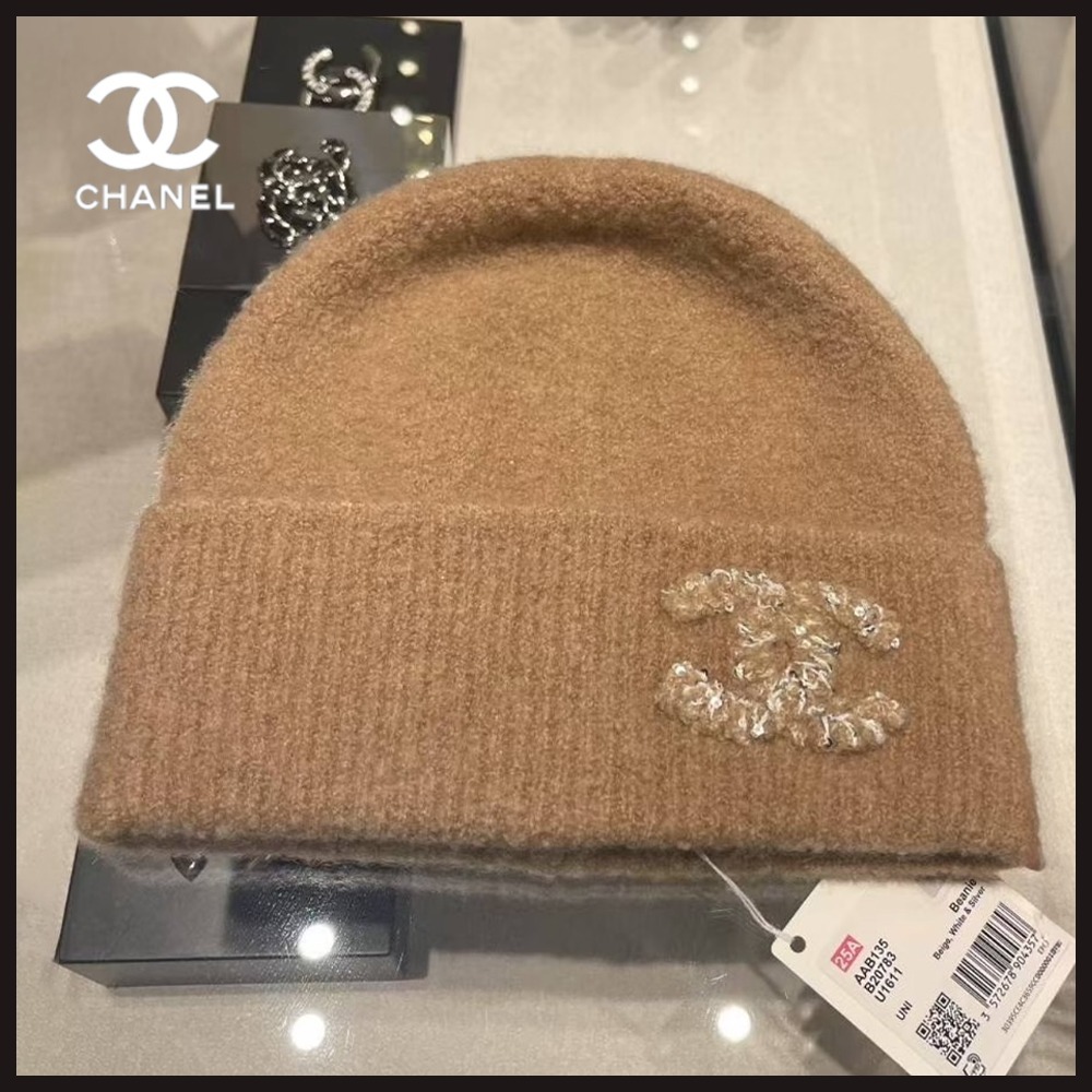 【完売必至★ワンポイント】CHANEL ニット帽 ロゴ キャップ