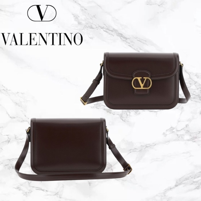 ショルダーバッグ・ポシェット 25AW VALENTINO GARAVANI 9to5 leather shoulder bag brown