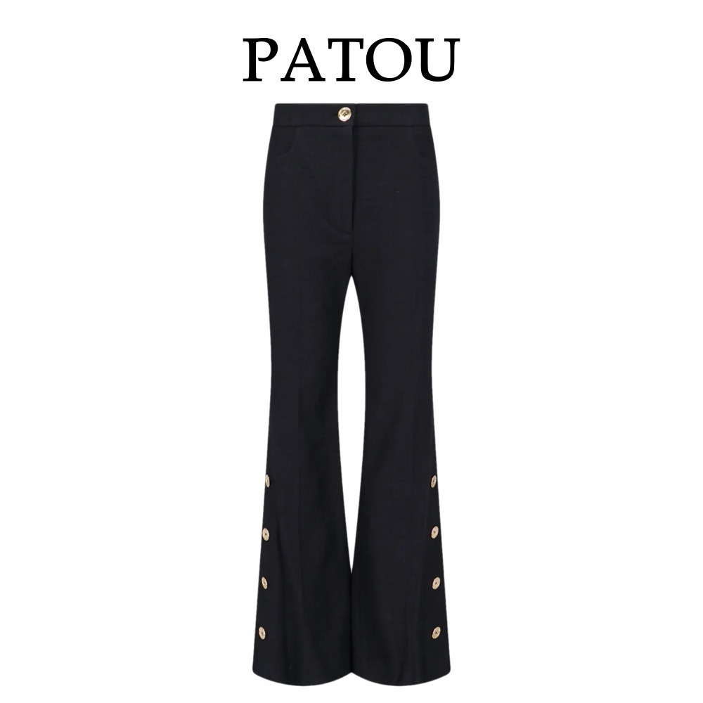 【Patou】ボタンディテール ツイード フレア トラウザーズ