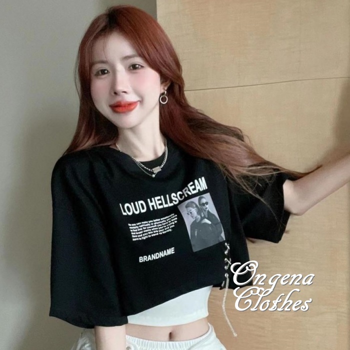 2色 セットアップ 2点 短丈 Tシャツ レースアップ キャミソール