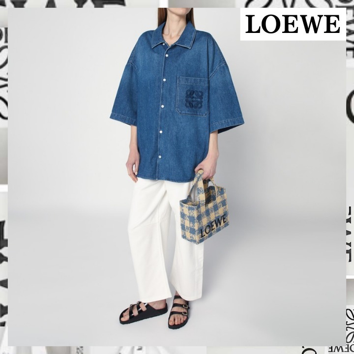 ★チェック柄がかわいい★【LOEWE】 フォント トート スモール