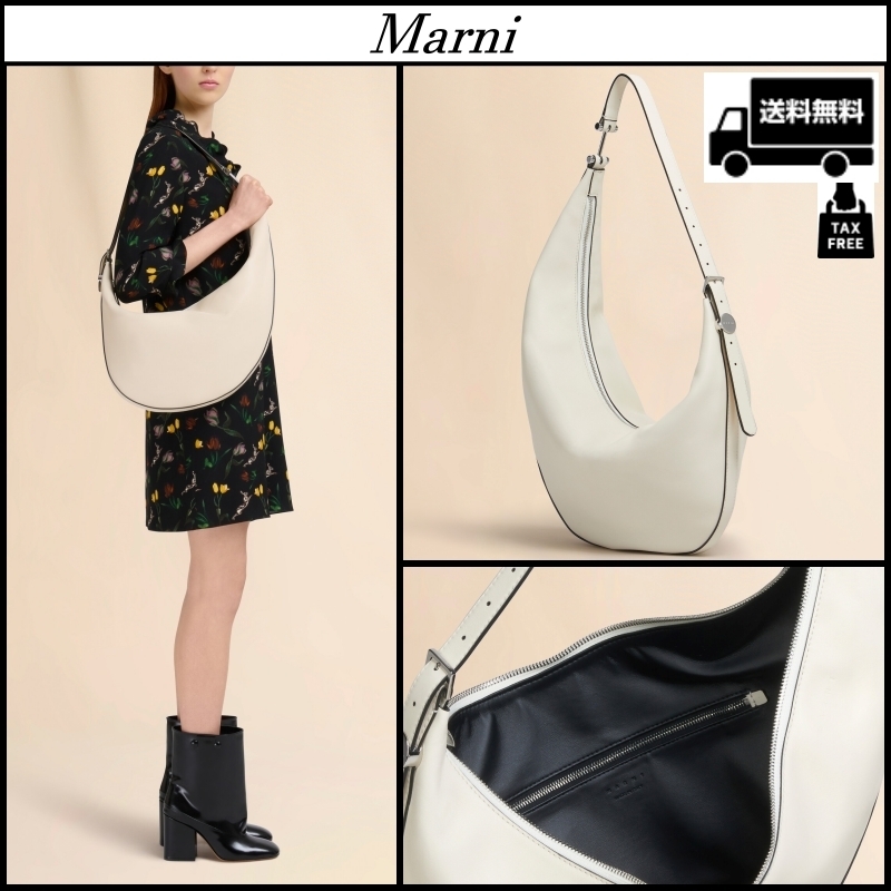 【MARNI】クリーム レザー製 Dot スモール ホーボーバッグ