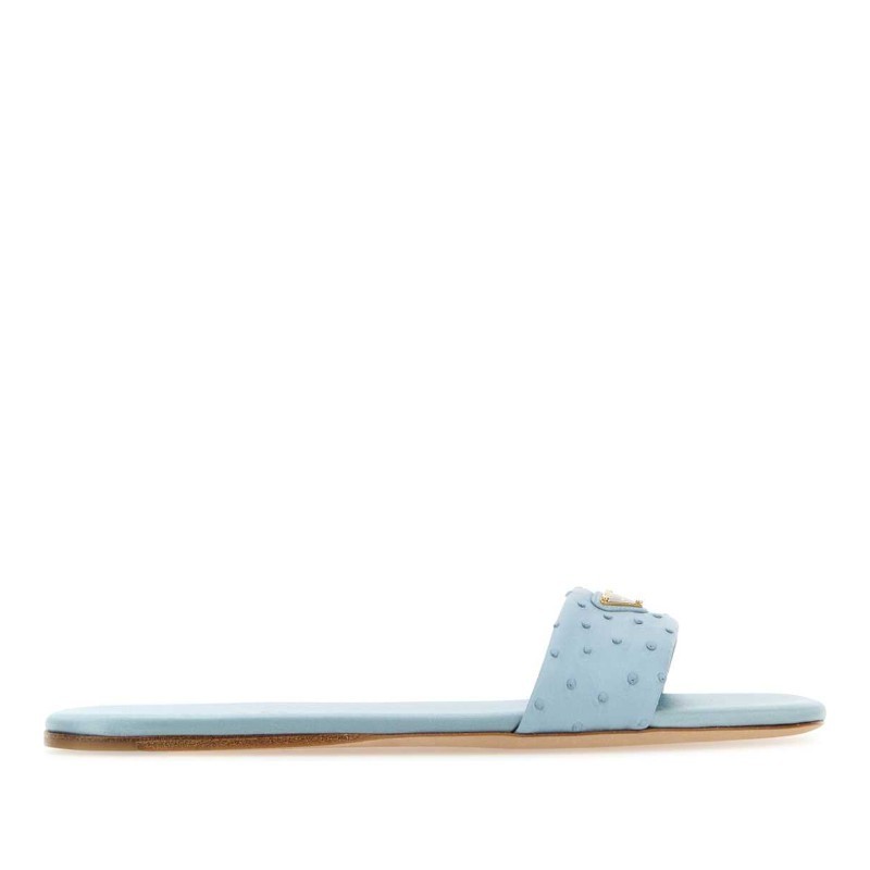 サンダル・ミュール PRADA Light blue leather slippers (1XX355FD005130 F0076)