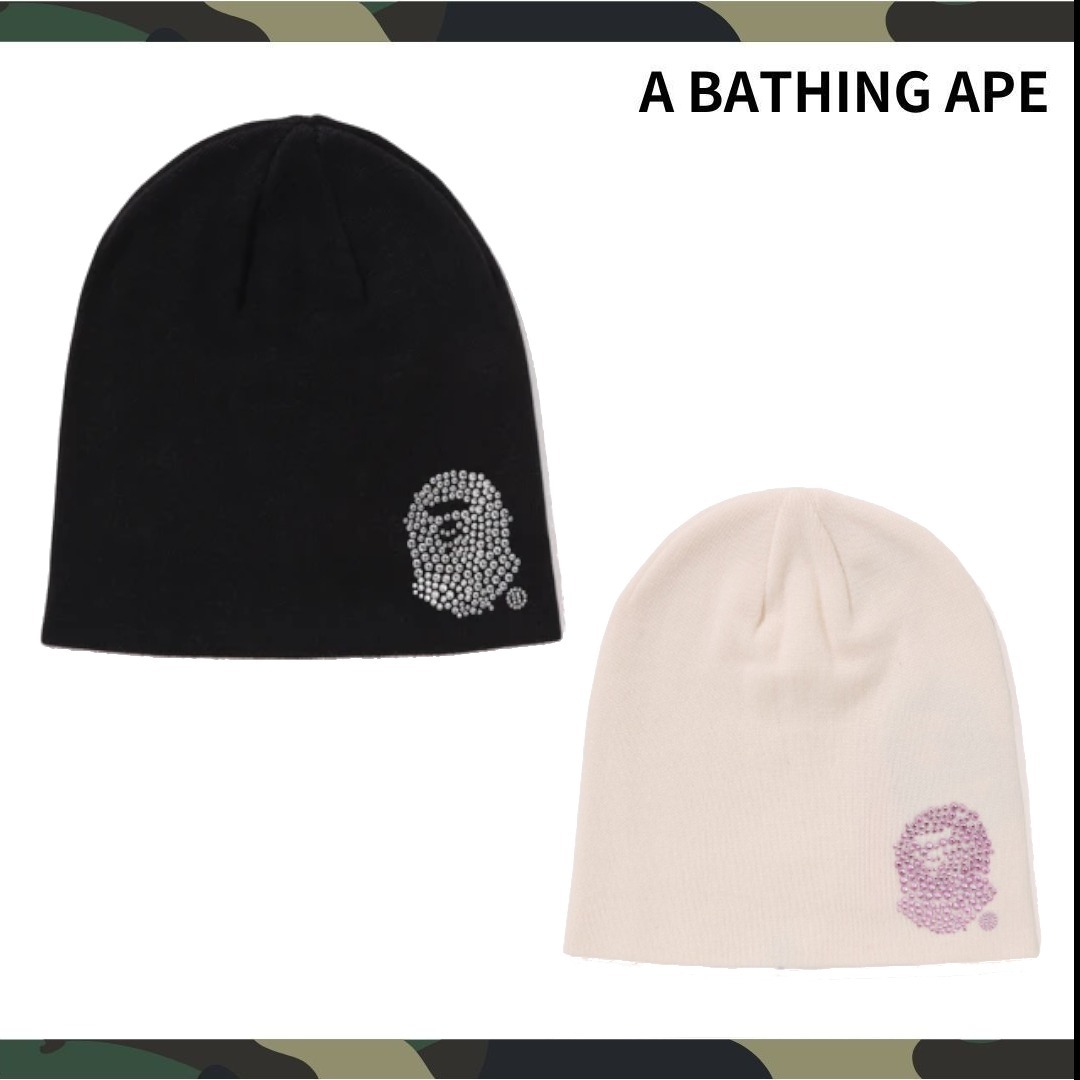 NEW【A BATHING APE】CRYSTAL APE HEAD BEANIE
