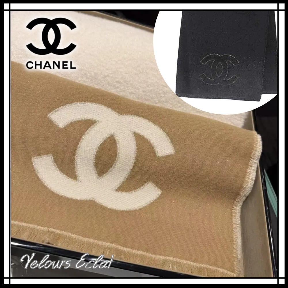 定番 人気 ギフトにも◎【CHANEL】シンプルCCロゴ マフラー