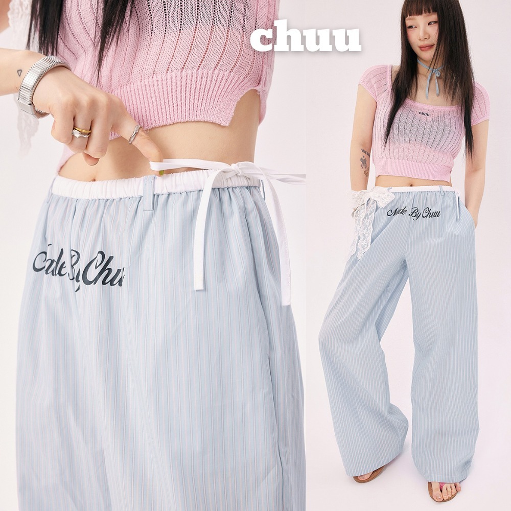 日本未入荷 CHUU★ストライプコットンルームパンツ