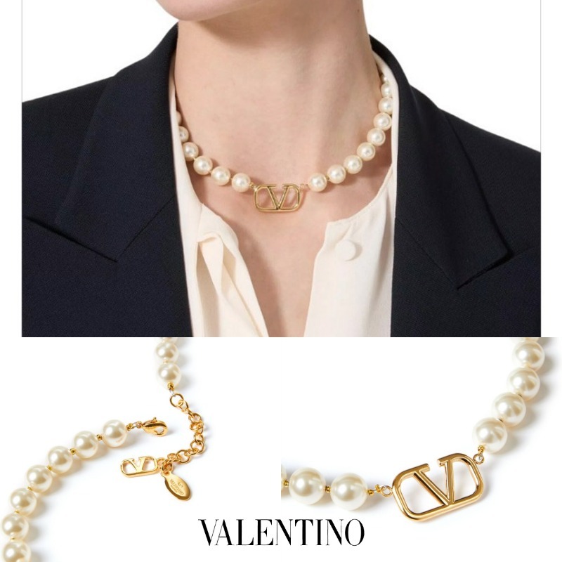 【VALENTINO】シグネチャー V ロゴ パールネックレス