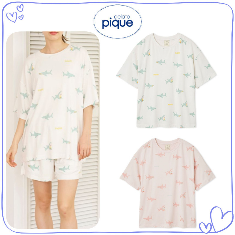 大人気!! gelato pique 【接触冷感】SHARK柄 Tシャツ