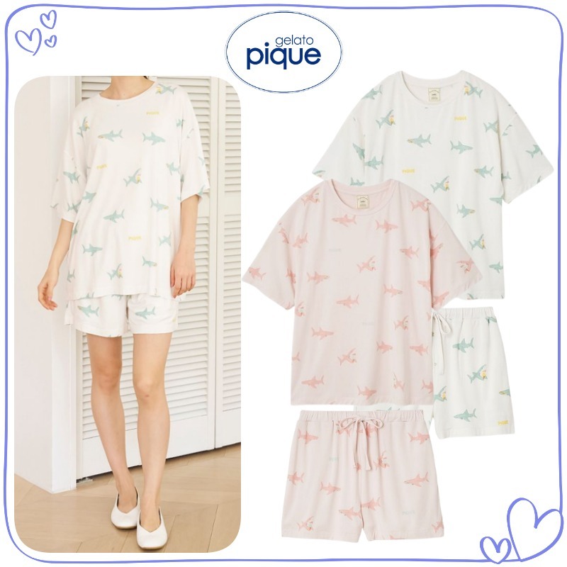 大人気!! gelato pique シャーク柄 Tシャツ&ショートパンツ SET
