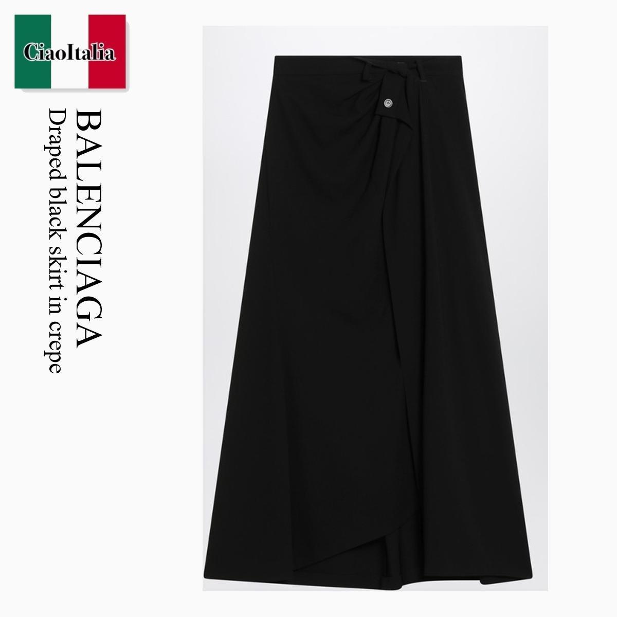 スカート Balenciaga Draped Black Skirt In Crepe