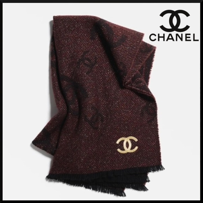 【上質な肌触り♪】CHANEL スカーフ ココマーク 刺繍 カシミヤ