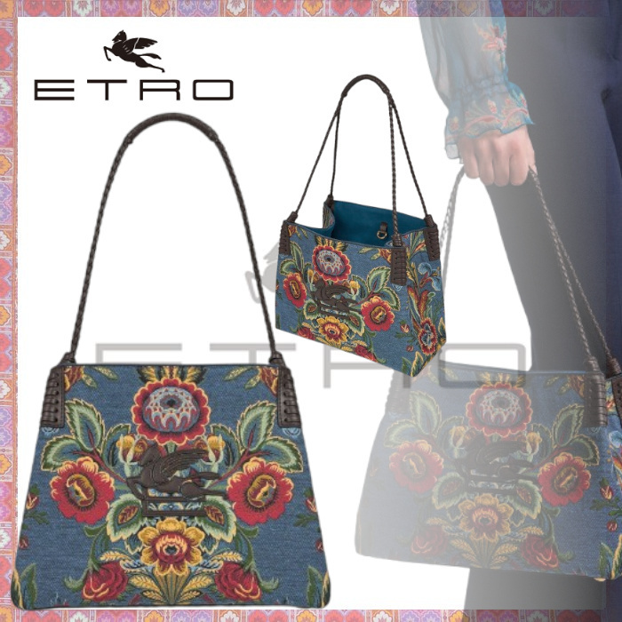 ETRO▼直営買付 ペガソパッチ リブラ 花柄トートバッグ スモール