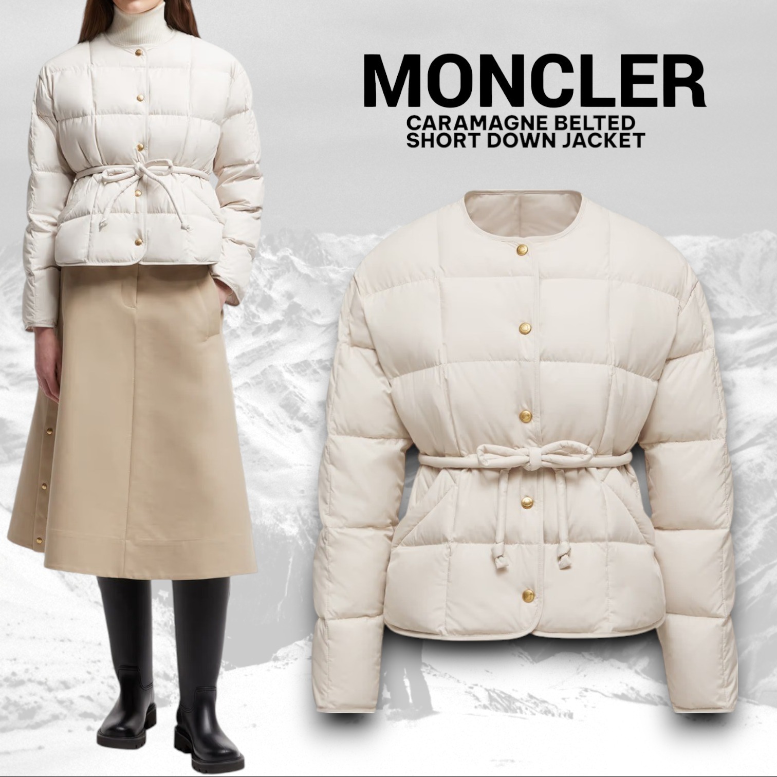 【MONCLER】CARAMAGNE ショートダウンジャケット ベルト付き