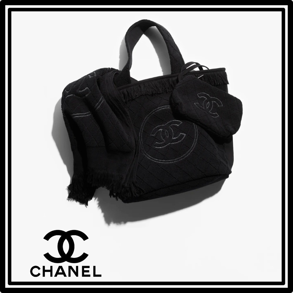 【CHANEL】ビーチ タオル & バッグ コットン ブラック