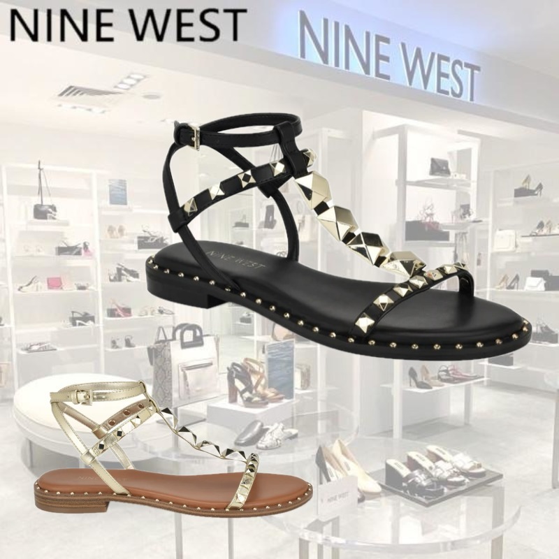【NINE WEST】Marcila スタッズ アンクルストラップ サンダル