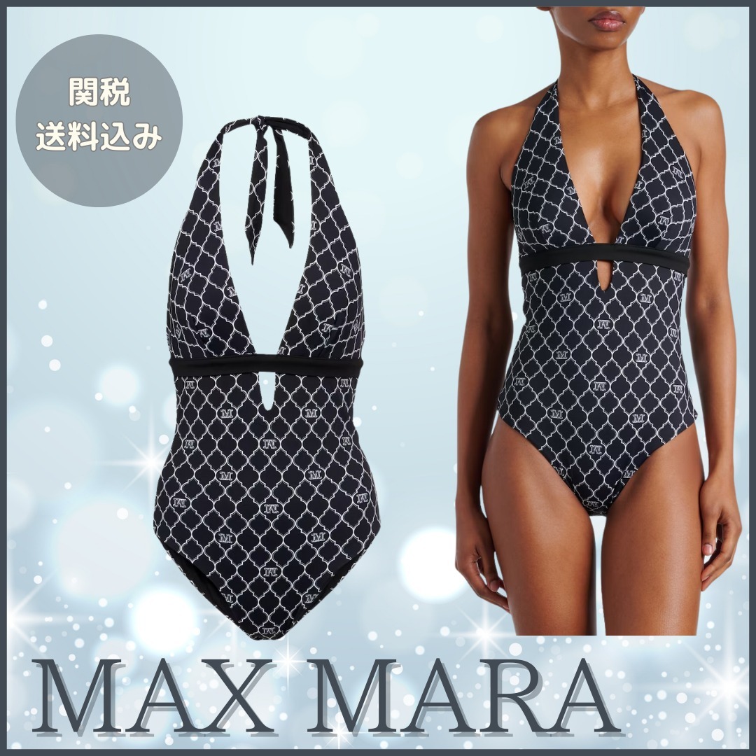MAX MARA【関税送料込】カレンダープリントホルターネック水着