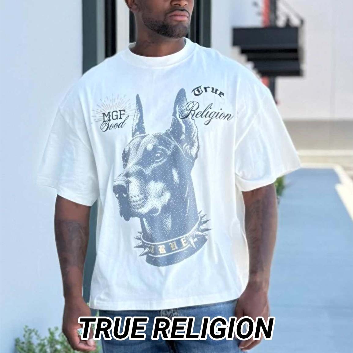 ◆TRUE RELIGION◆EXTRAGRANDE CON DOBERMAN Tシャツ 送料込