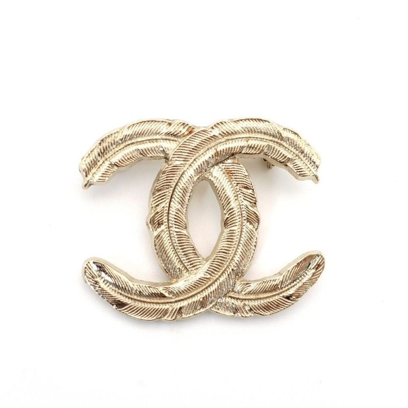 シャネル CHANEL ココマーク ブローチ ゴールド フェザー 08A