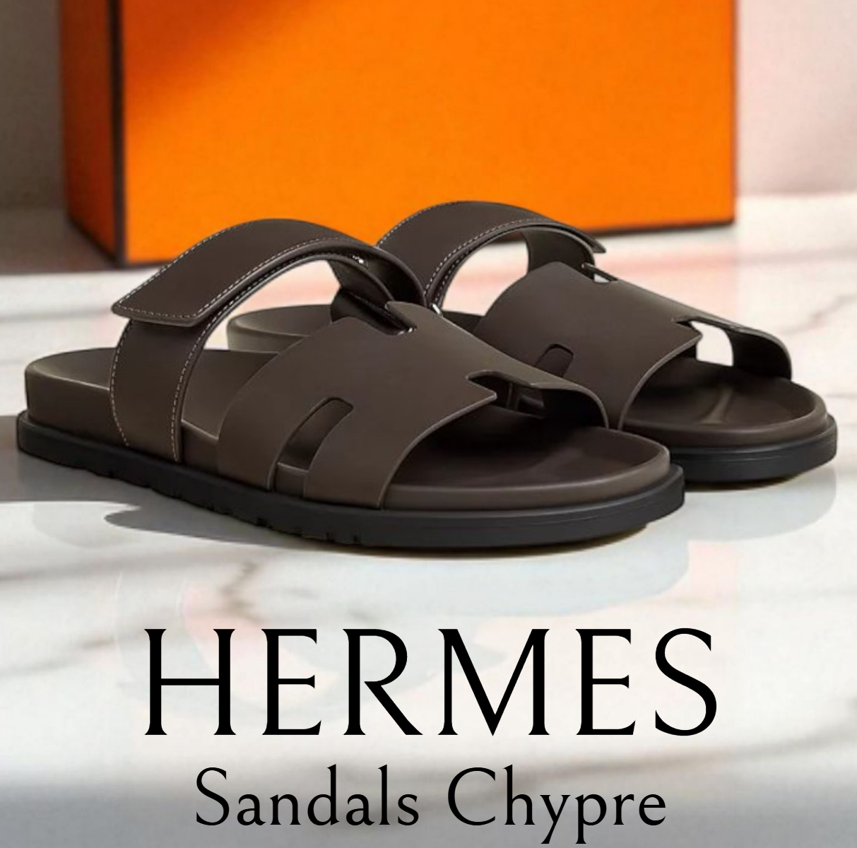 新色*HERMES*シプレ レザーサンダル ダークブラウン メンズ