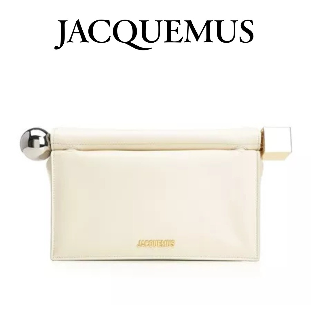 【送料関税込】JACQUEMUS テイクアウトクラッチバッグ アイボリ-