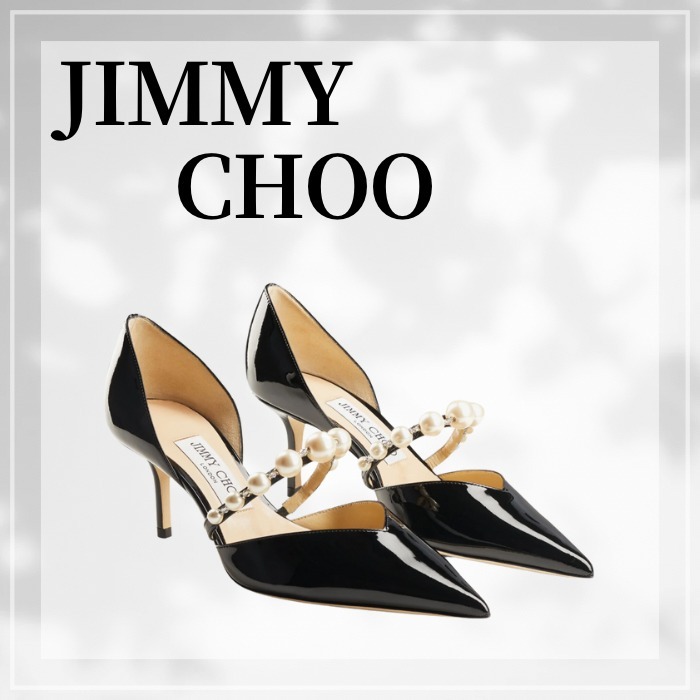 JIMMY CHOO☆ オーレリー 65 パール付き Black パテントレザー