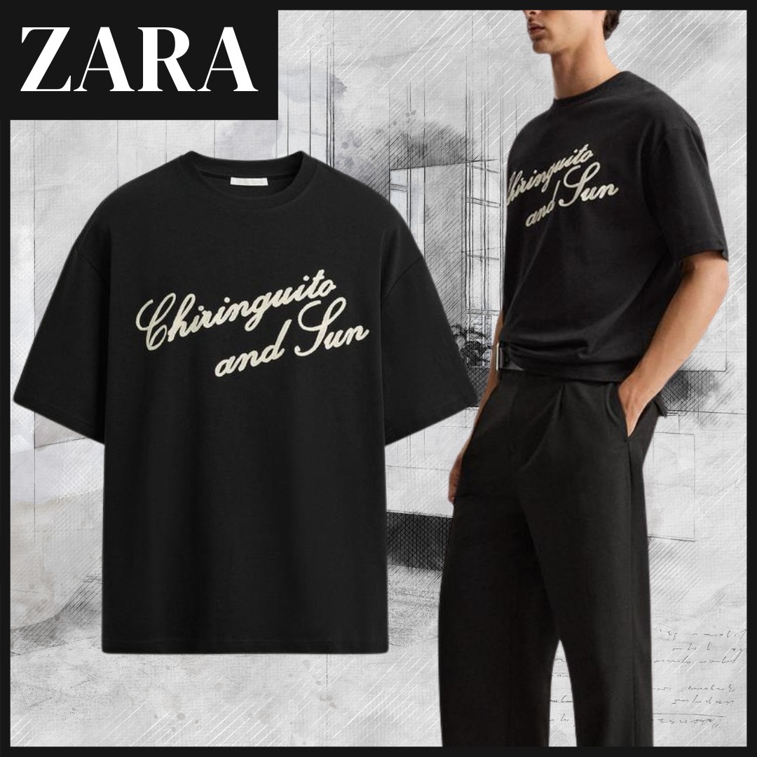 【ZARA】テキスト刺繍入りＴシャツ