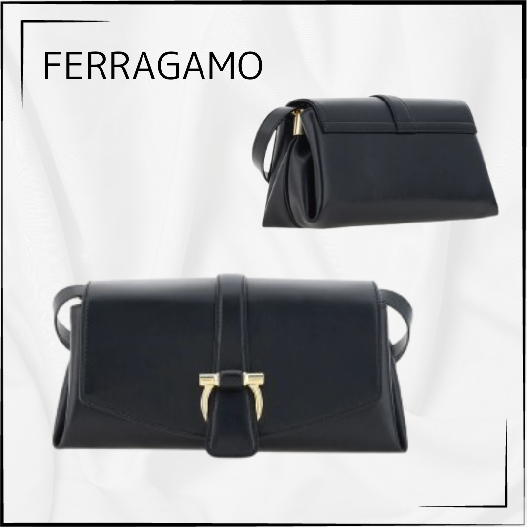 【FERRAGAMO】関税込☆フラップ クロスボディバッグ ブラック