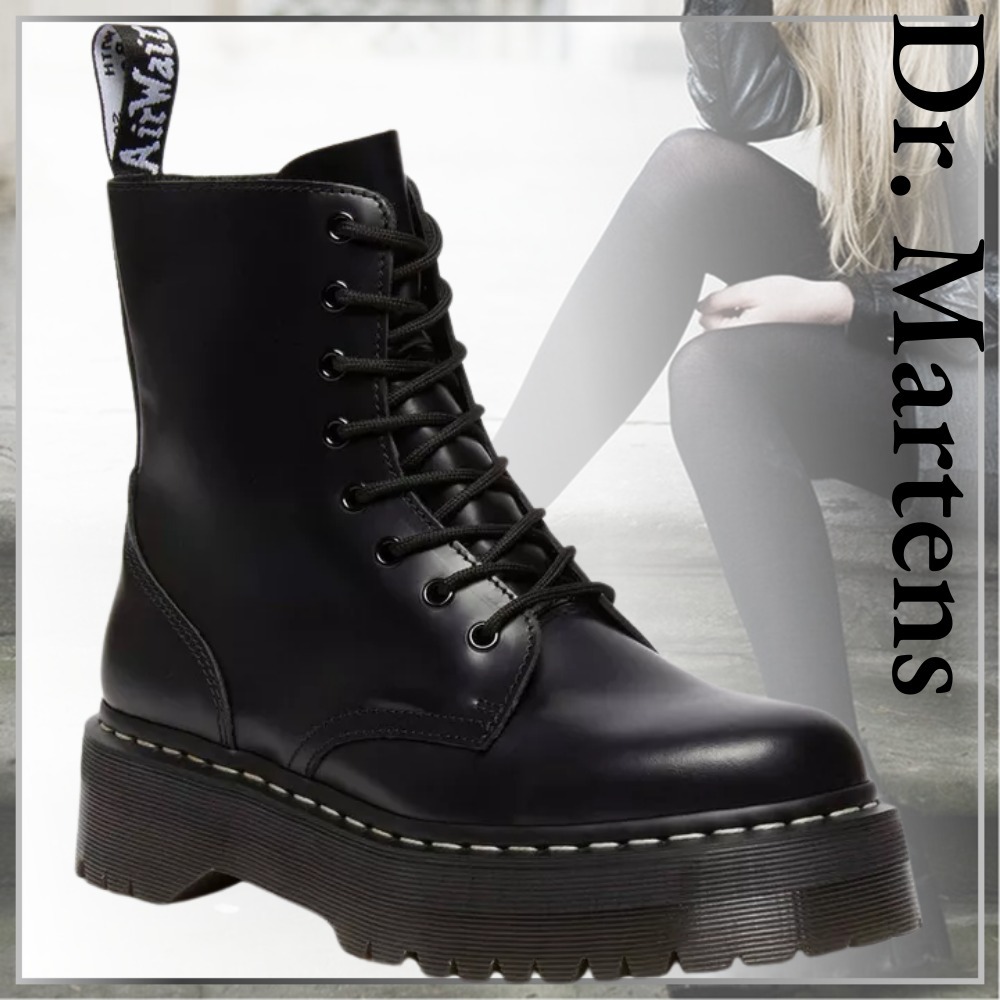 耐久性と美しい光沢 Dr.Martens JADON ホワイトステッチ ブーツ