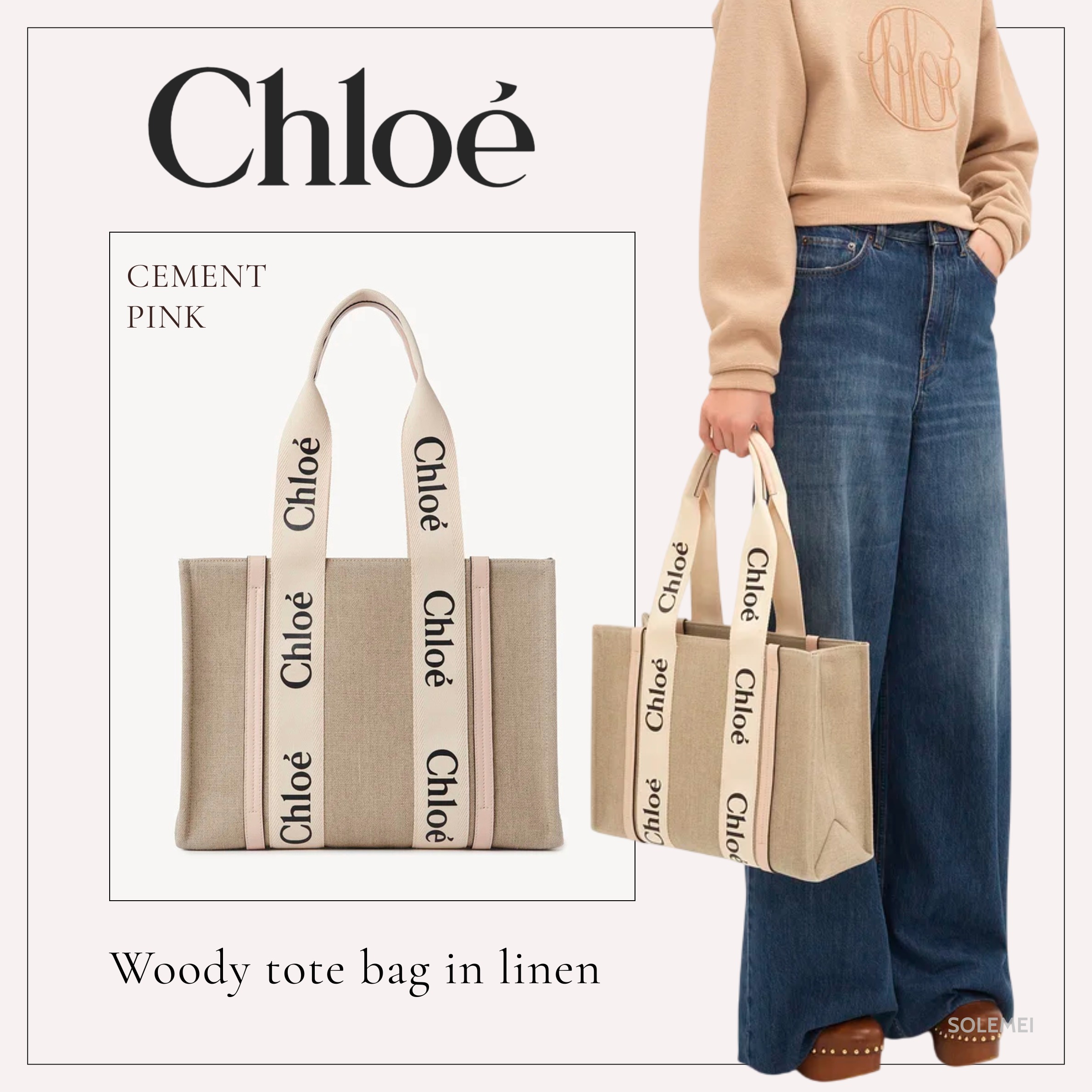 【関税・送料込】Chloe ウッディトート ミディアム ピンク 新作
