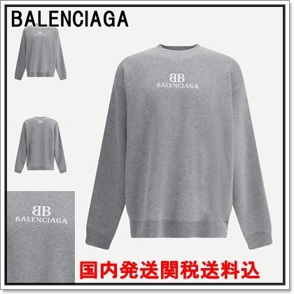 国内発 BALENCIAGA コットンクルーネック長袖スウェットシャツ