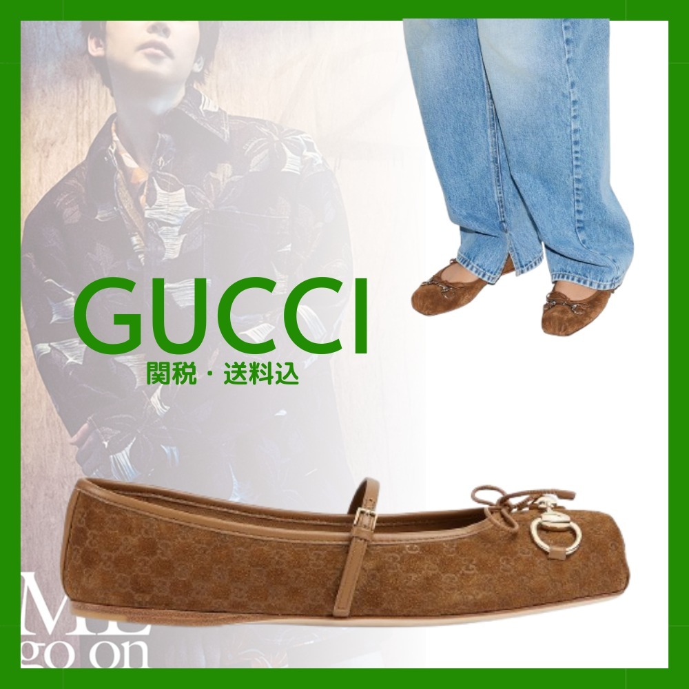 新作☆【GUCCI】〔グッチ ホースビット〕フラットバレエシューズ