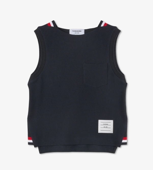 ◆THOM BROWNE◆ ノースリーブ Tシャツ ネイビー