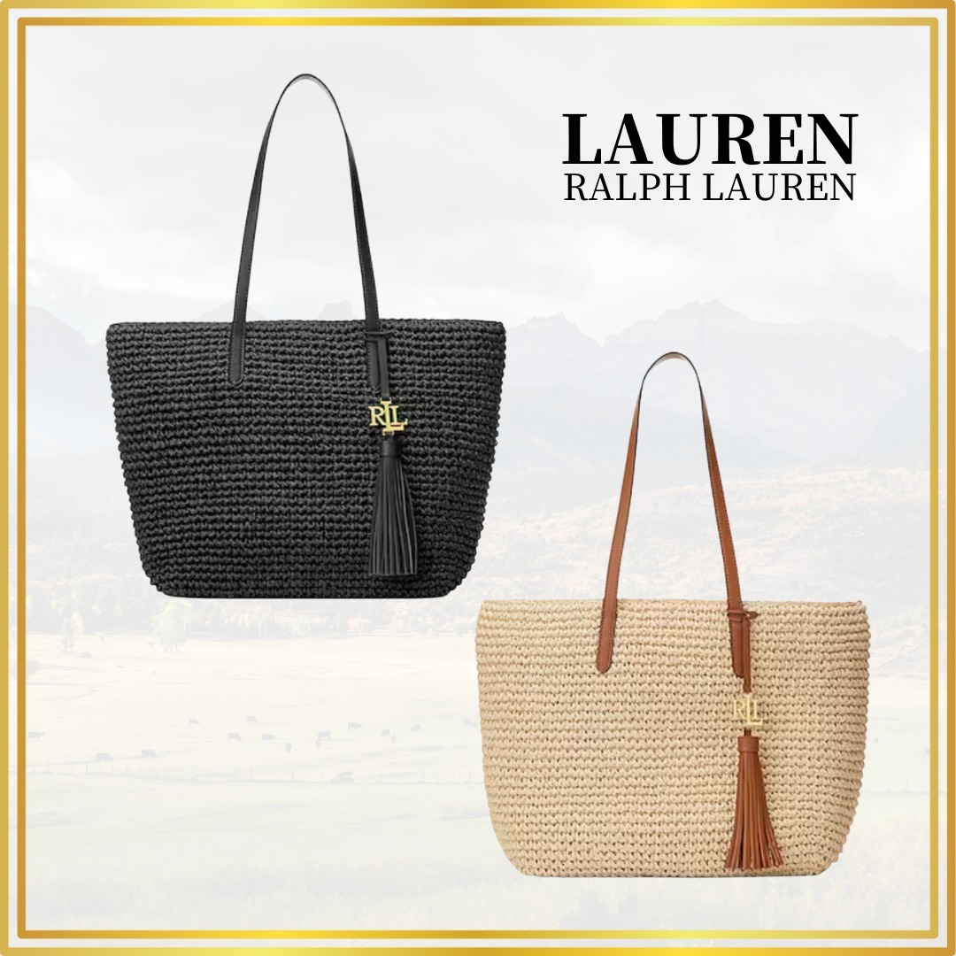 【LAUREN RALPH LAUREN】 タッセル ロゴ カゴバック トート