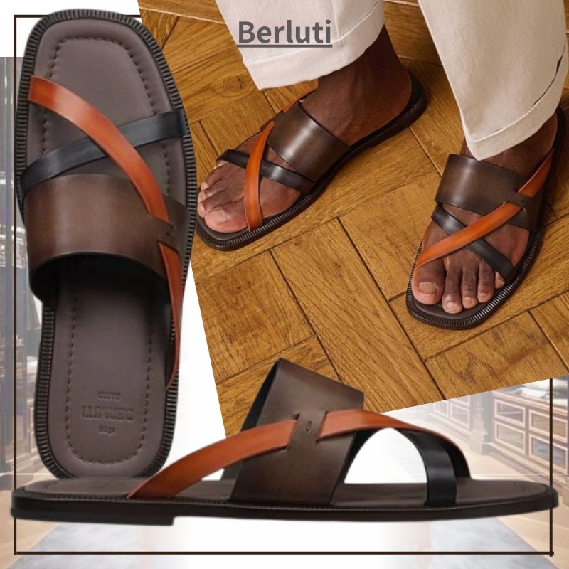 バカンスに BERLUTI イカリア カーフレザーサンダル