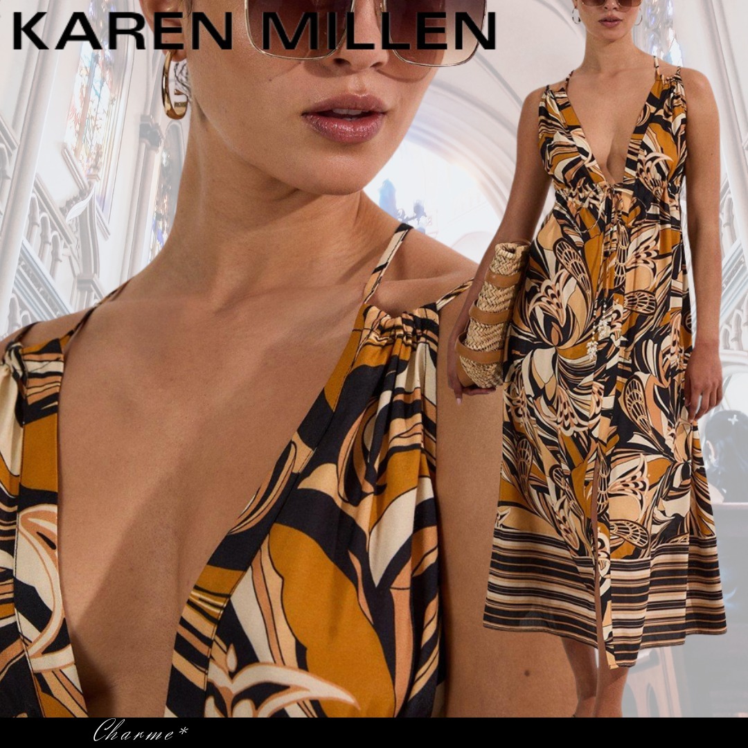 KAREN MILLEN ロングドレス ワンピース フレア Ｖネック