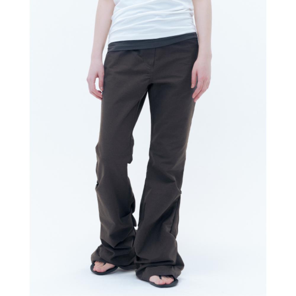◆MISEKI SEOUL◆ Cotton shirring bootscut pants BROWN MSK252