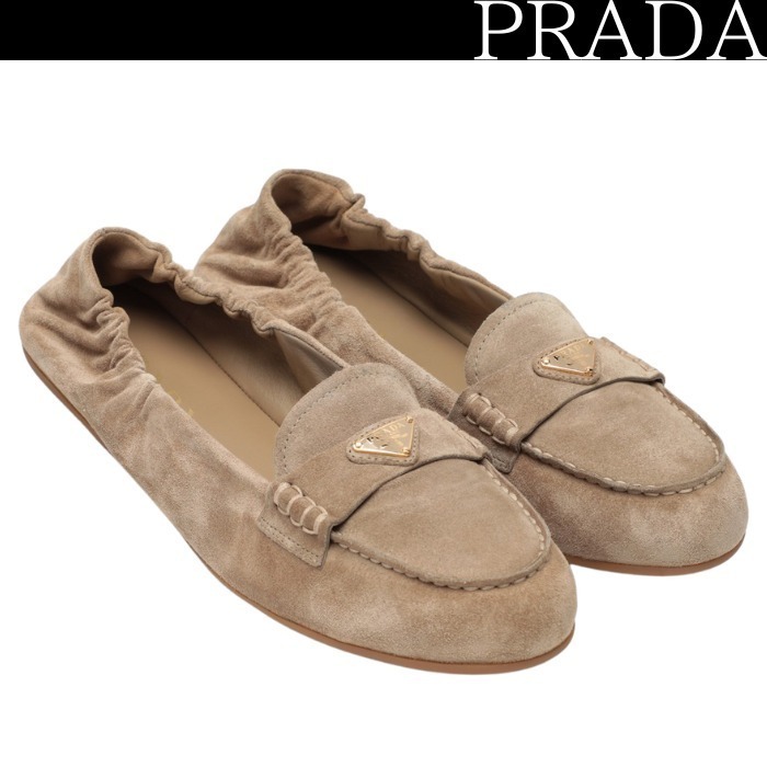 関税込★VIP価格【PRADA】エクリュスエードモカシン
