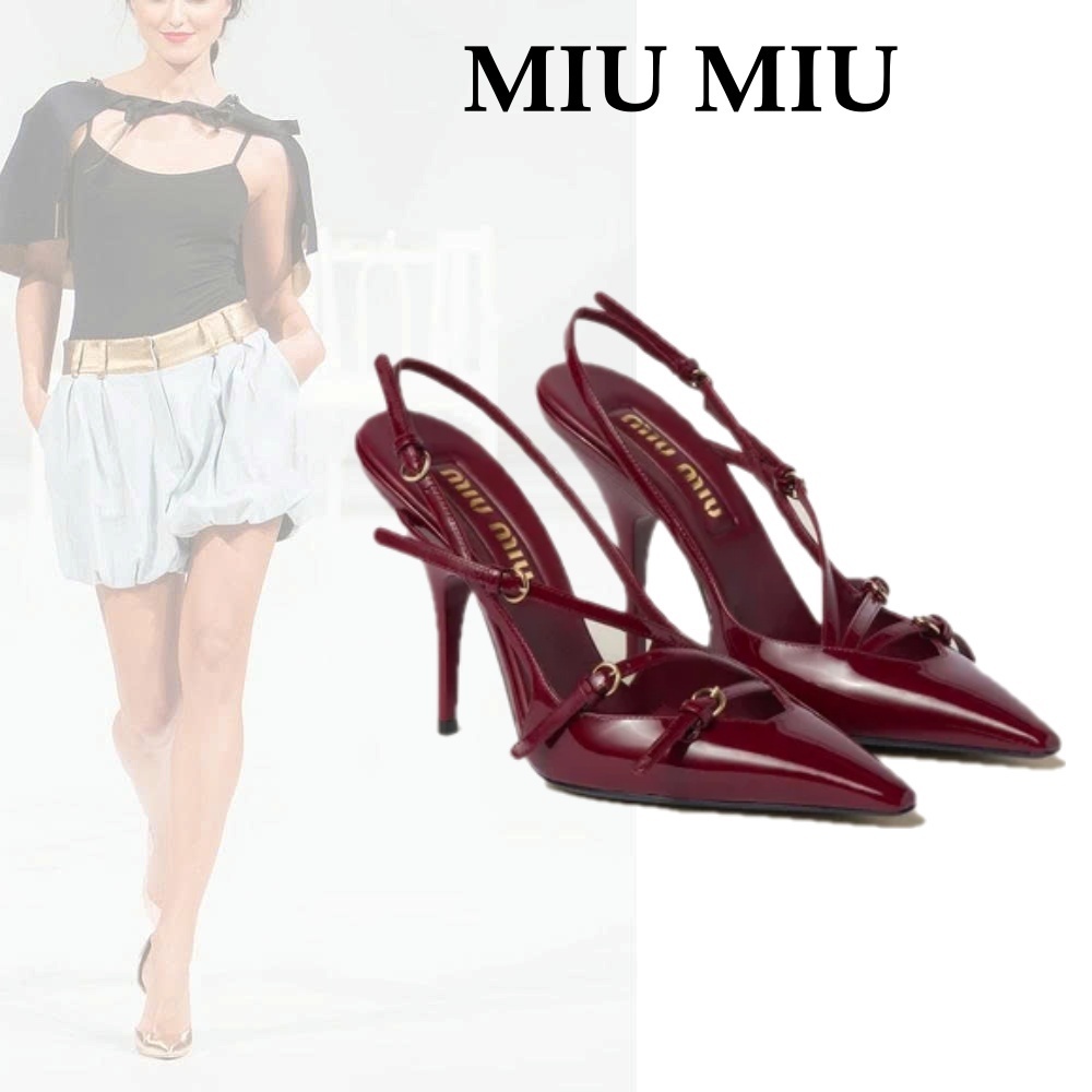 MIU MIU◆バックル付きパテントレザースリングバック