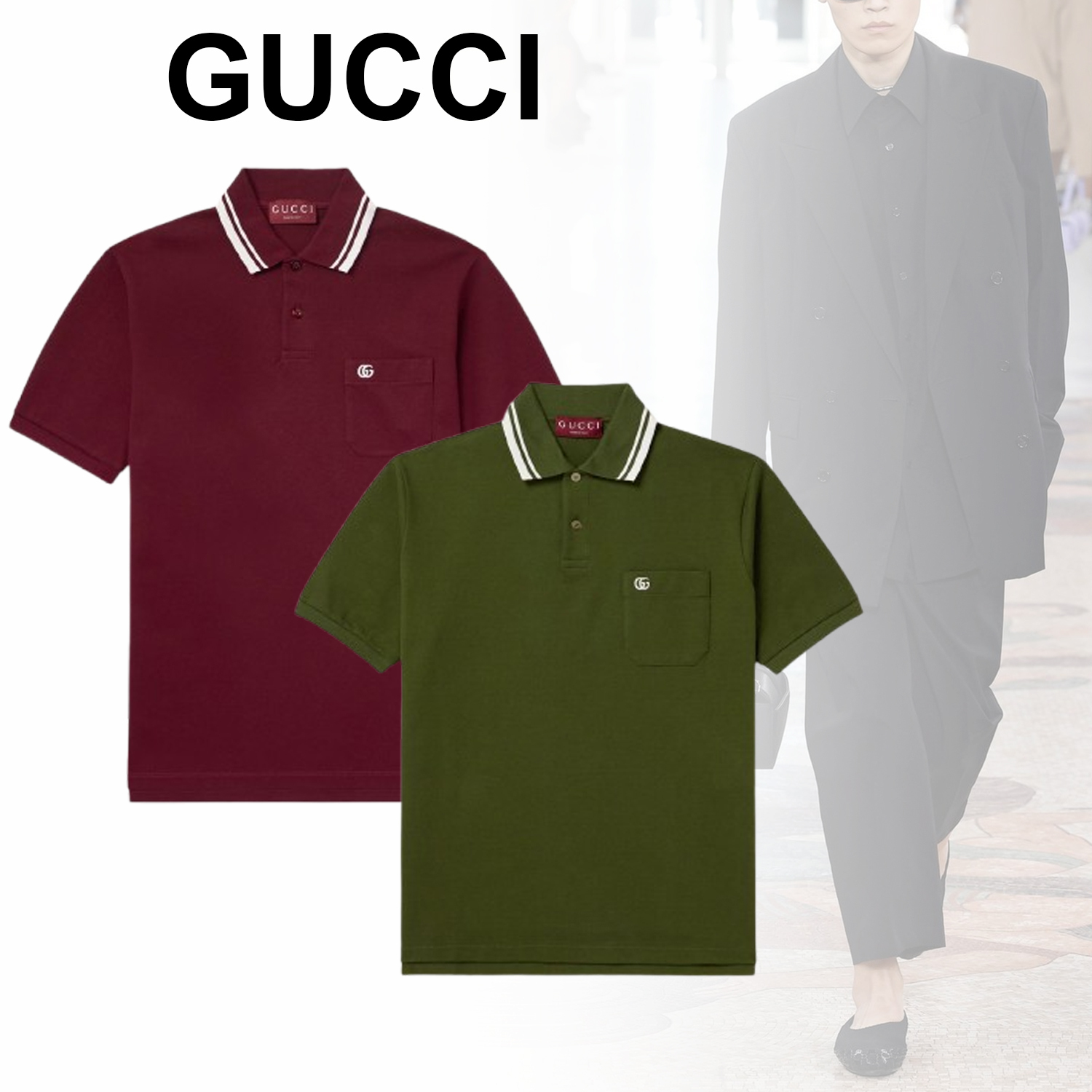 ◆GUCCI◆ ストレッチコットン ロゴ刺繍ピケ ポロシャツ