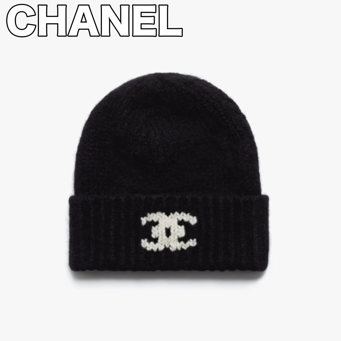 即完予感 CHANEL ビーニー ニット帽 ココマーク ロゴ カシミヤ