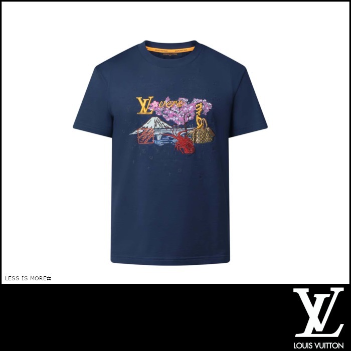 【ルイヴィトン】 エンブロイダリーTシャツ Men100％