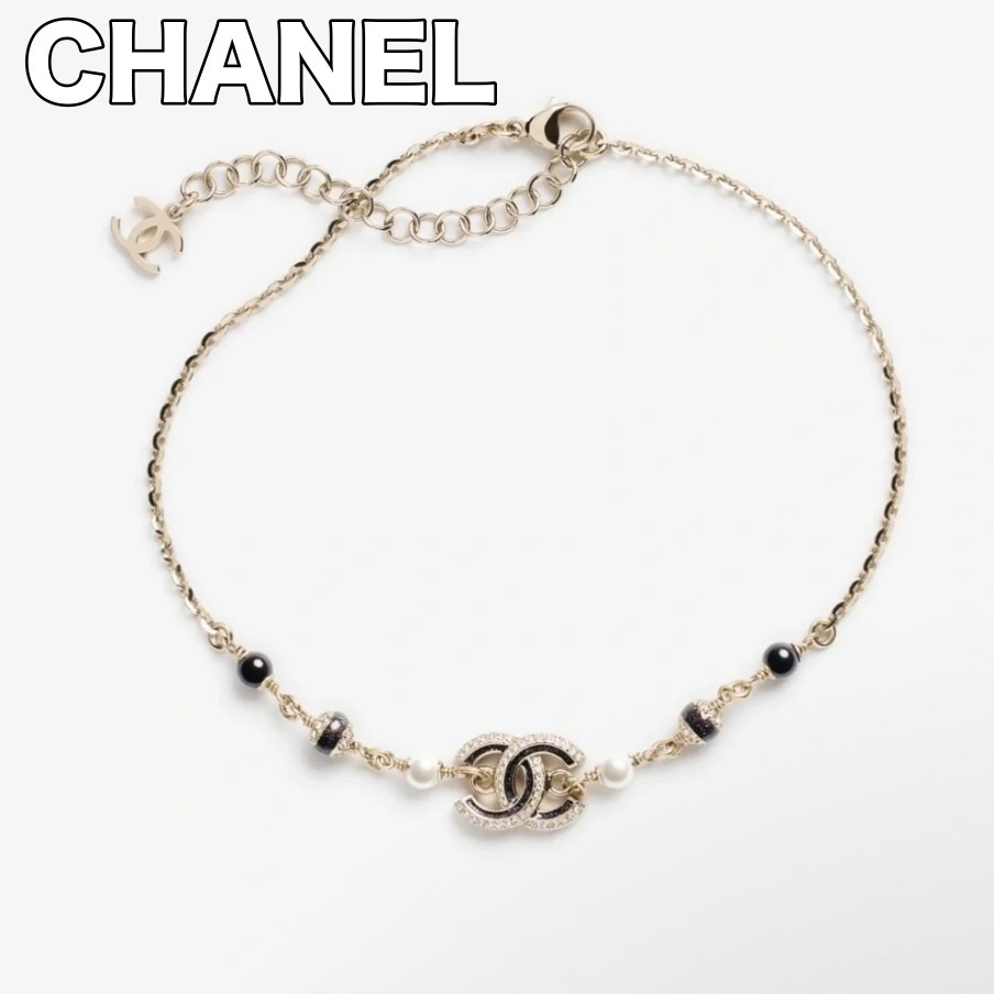 即完予感 CHANEL チョーカー ネックレス ロゴ パール ゴールド