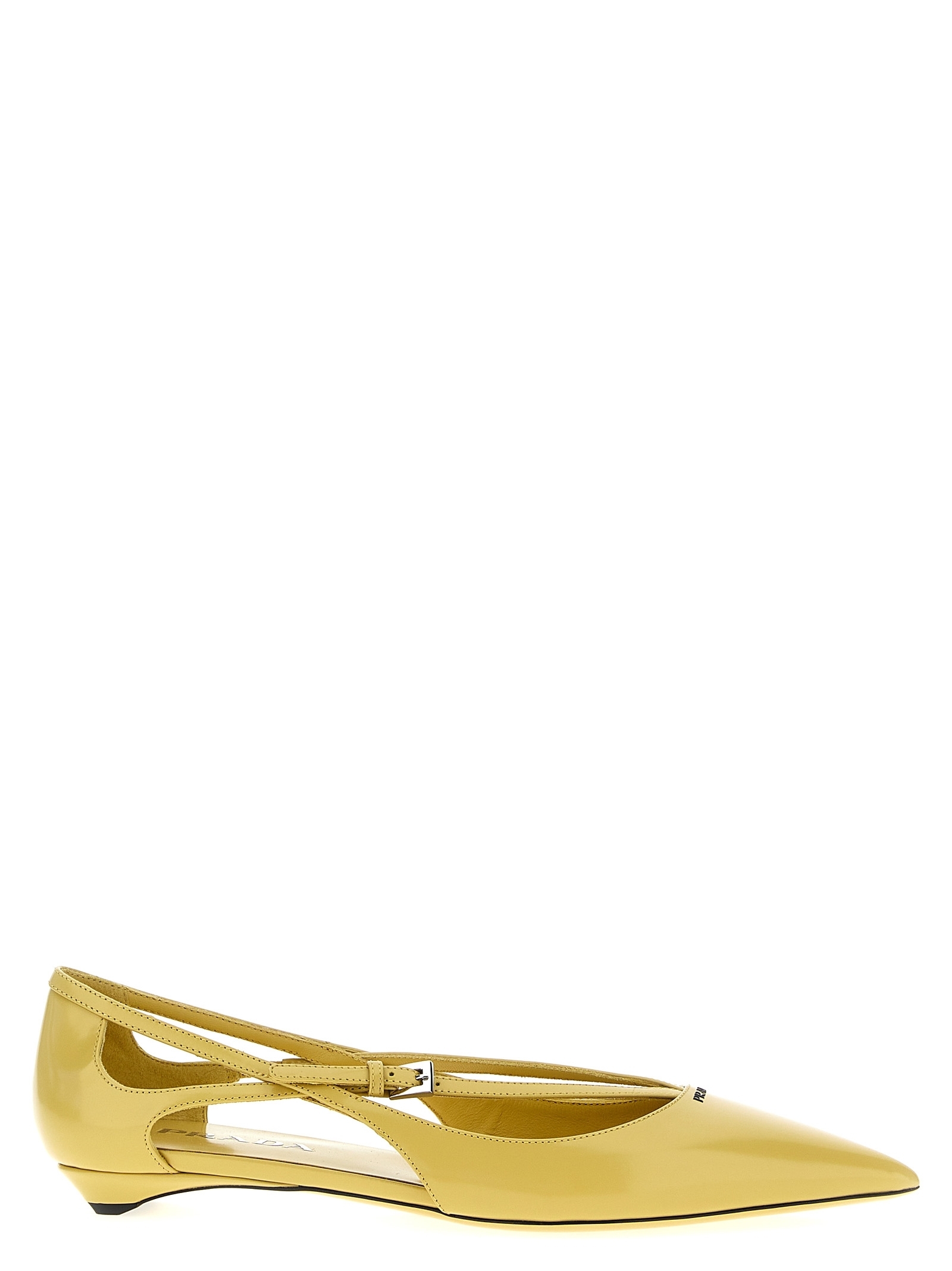 フラットシューズ PRADA Logo leather ballet flats