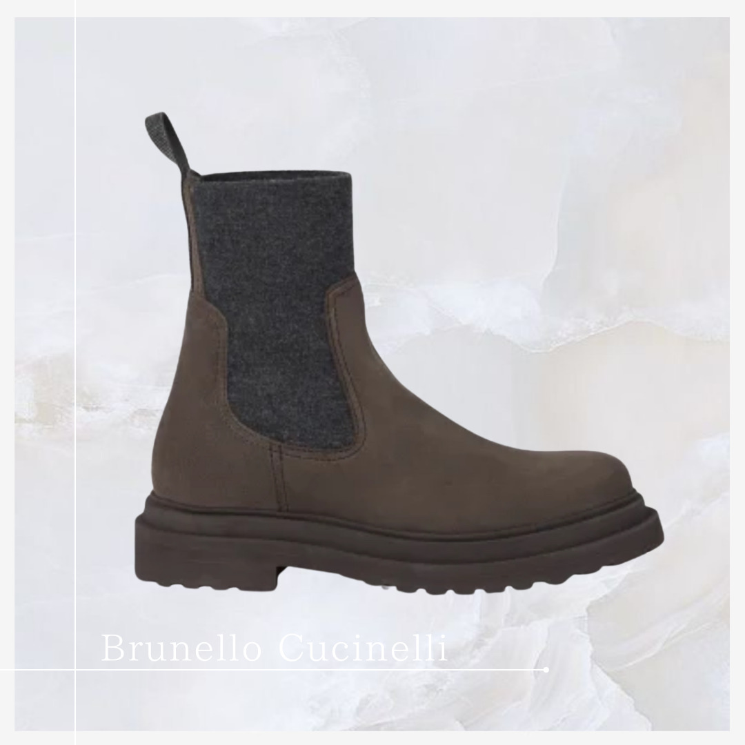 優美な贅沢【Brunero Cucinelli】ダークブラウンスエードブーツ
