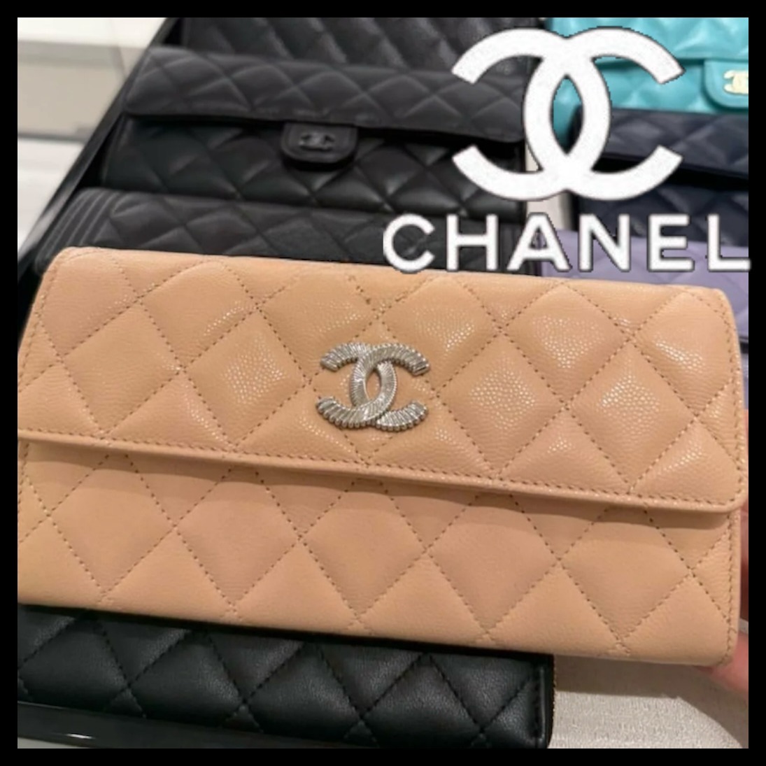 【大人気ロゴ♡25C】CHANEL 長財布 キャビア