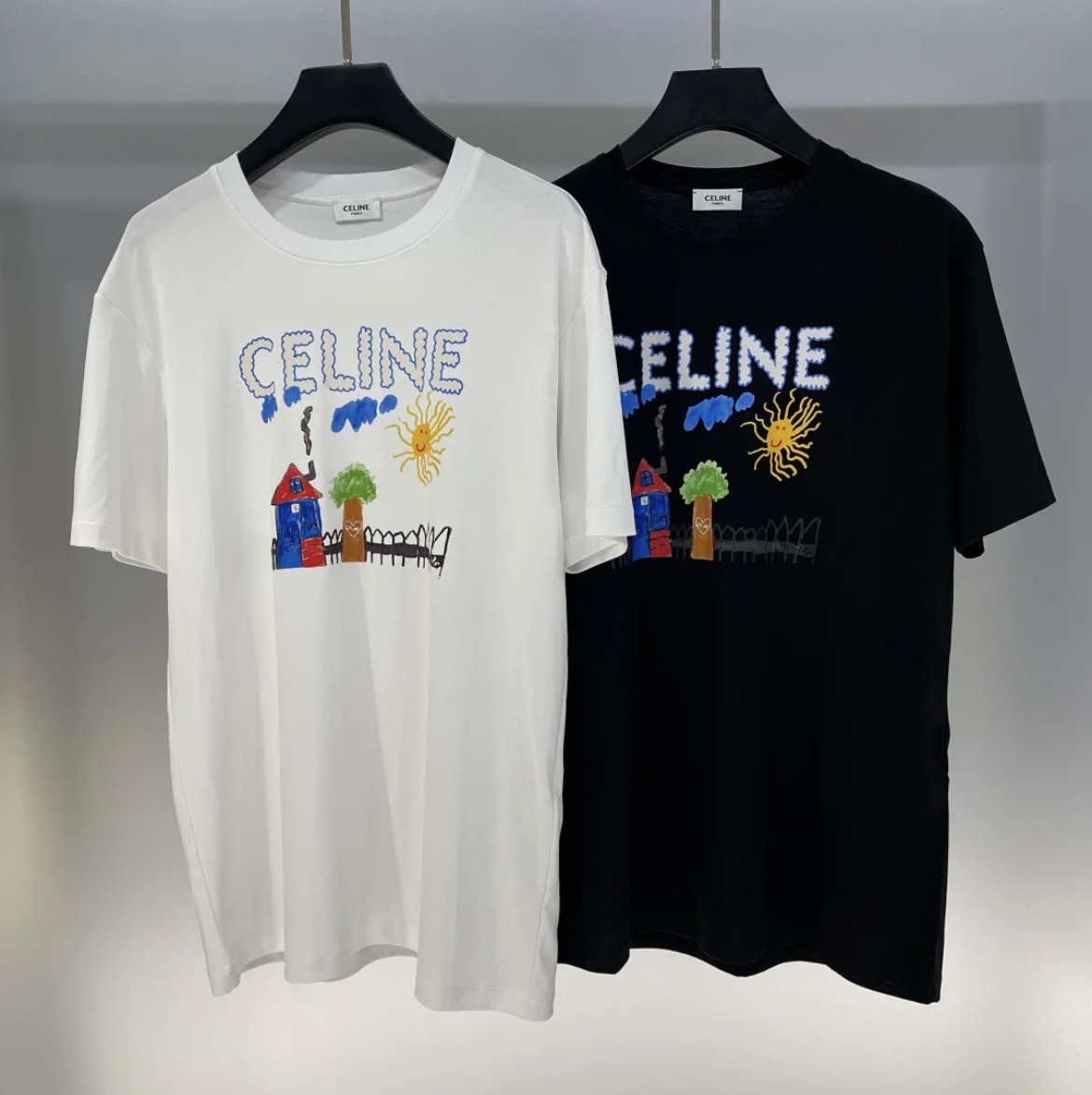 キッズのイラスト風プリントにほっこり CELINE コットンTシャツ