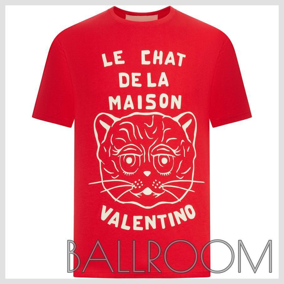 Tシャツ・カットソー VALENTINO COTTON T-SHIRT WITH CHAT DE LA MAISON PRINT