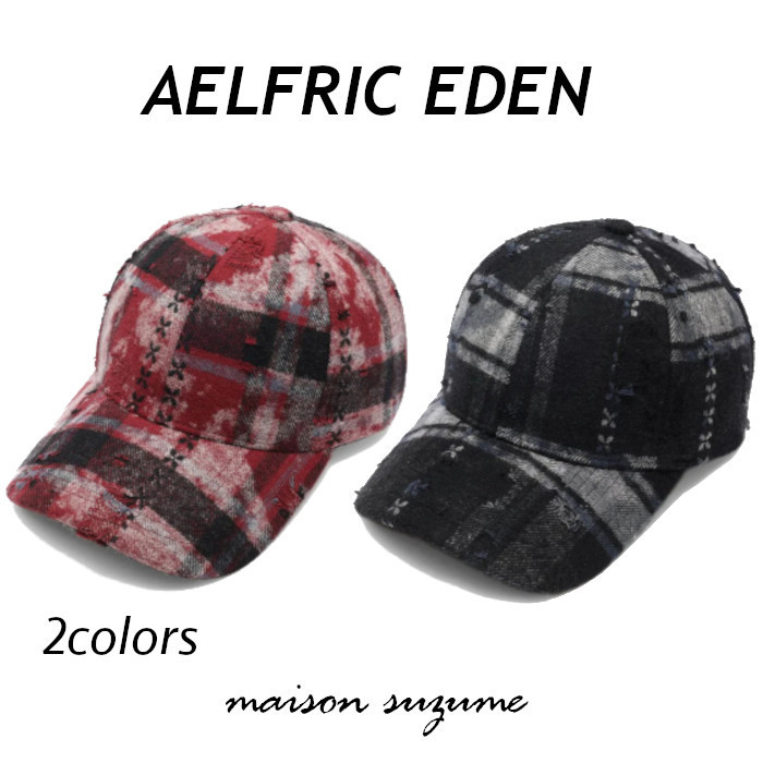 【AELFRIC EDEN】ダメージウォッシュ☆ネルチェック柄キャップ
