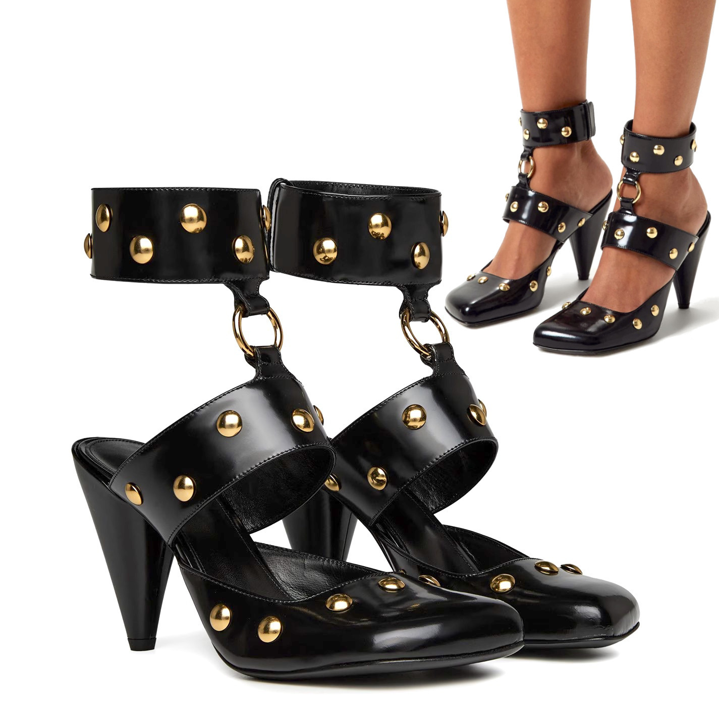 CHLOE クロエ Jade ヒール スタッド レザー サンダル