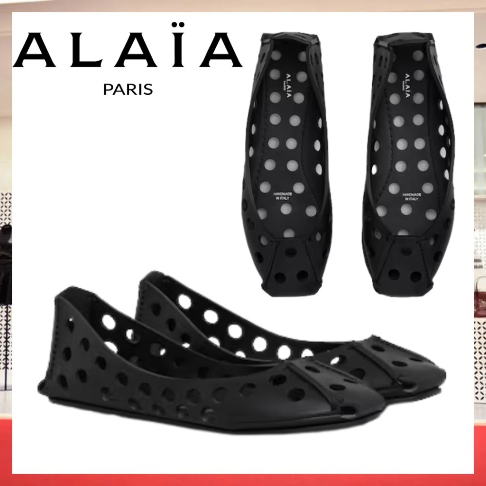 VIP価格【ALAIA】PERFO カーフスキン製 フラットバレエシューズ